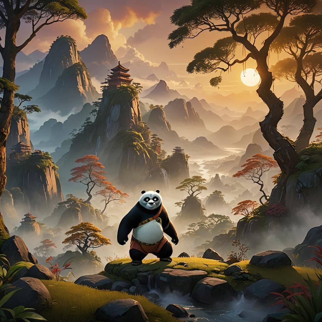 Po in Serene Valley: Fantasy Concept Art