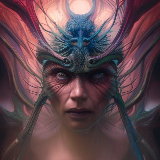 Hyperrealistic Alien Creature Portrait in Comic Book Style