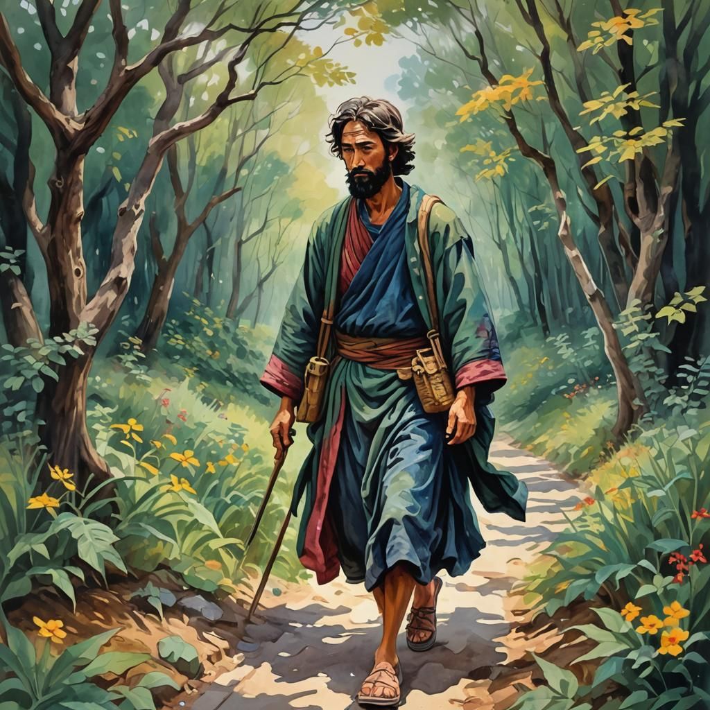 Epic Journey in Gouache Style, Impressionist Masterpiece