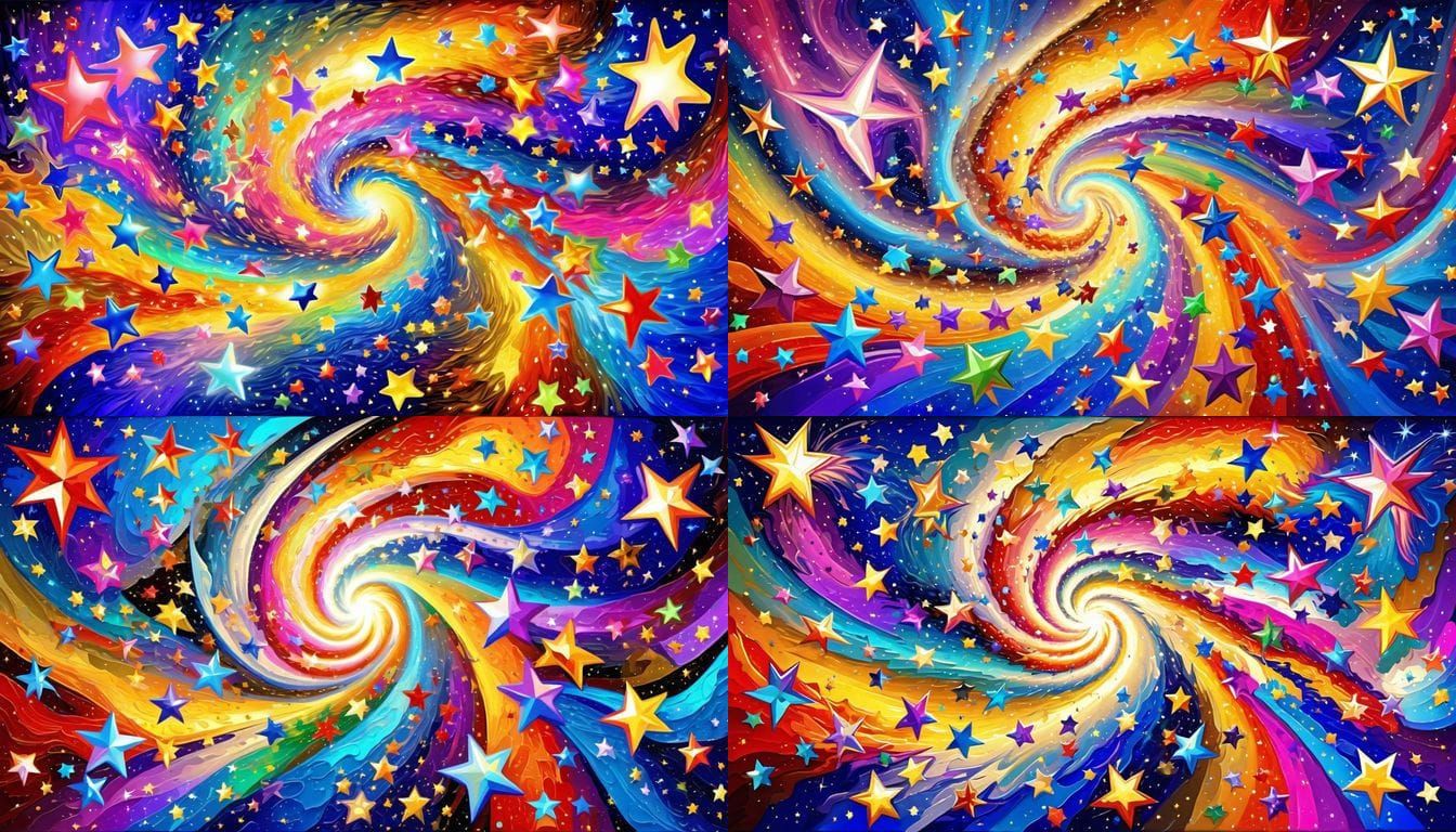 Vibrant Cosmic Whirlpools in Iridescent Colors