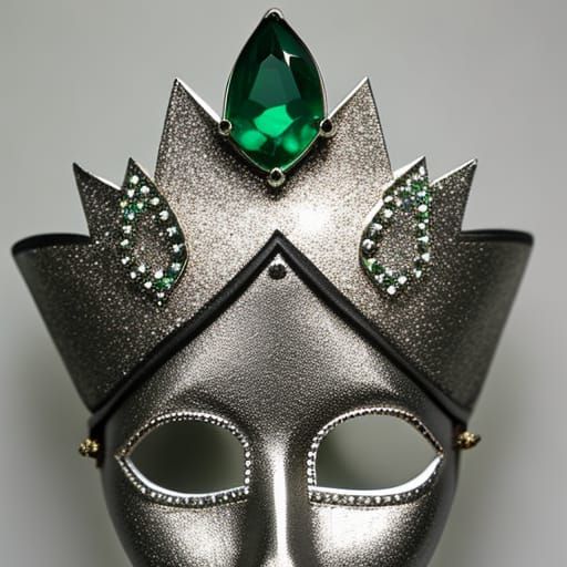 Crowned mask with emerald