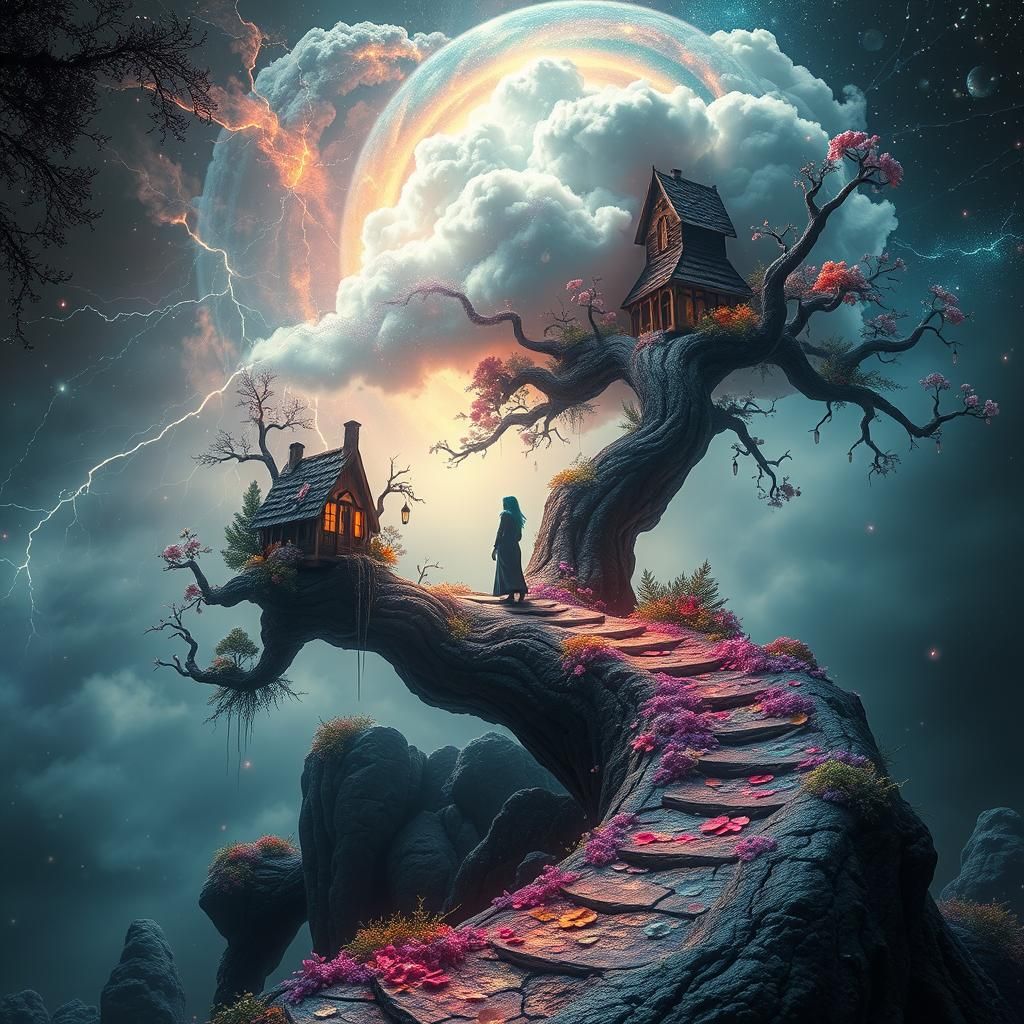 Ethereal Journey on a Cosmic Tree Branch