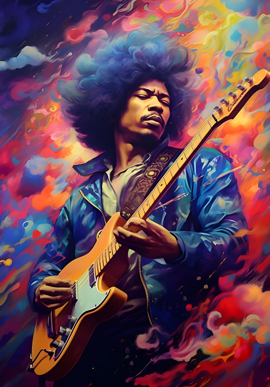 Psychedelic Jimi Hendrix Illustration in 8K