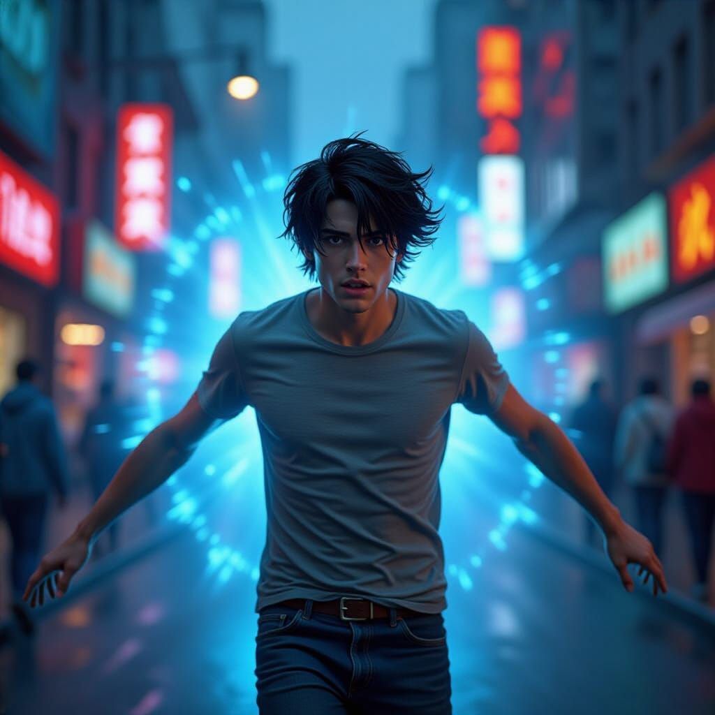 Teleportation Scene in a Photorealistic Style