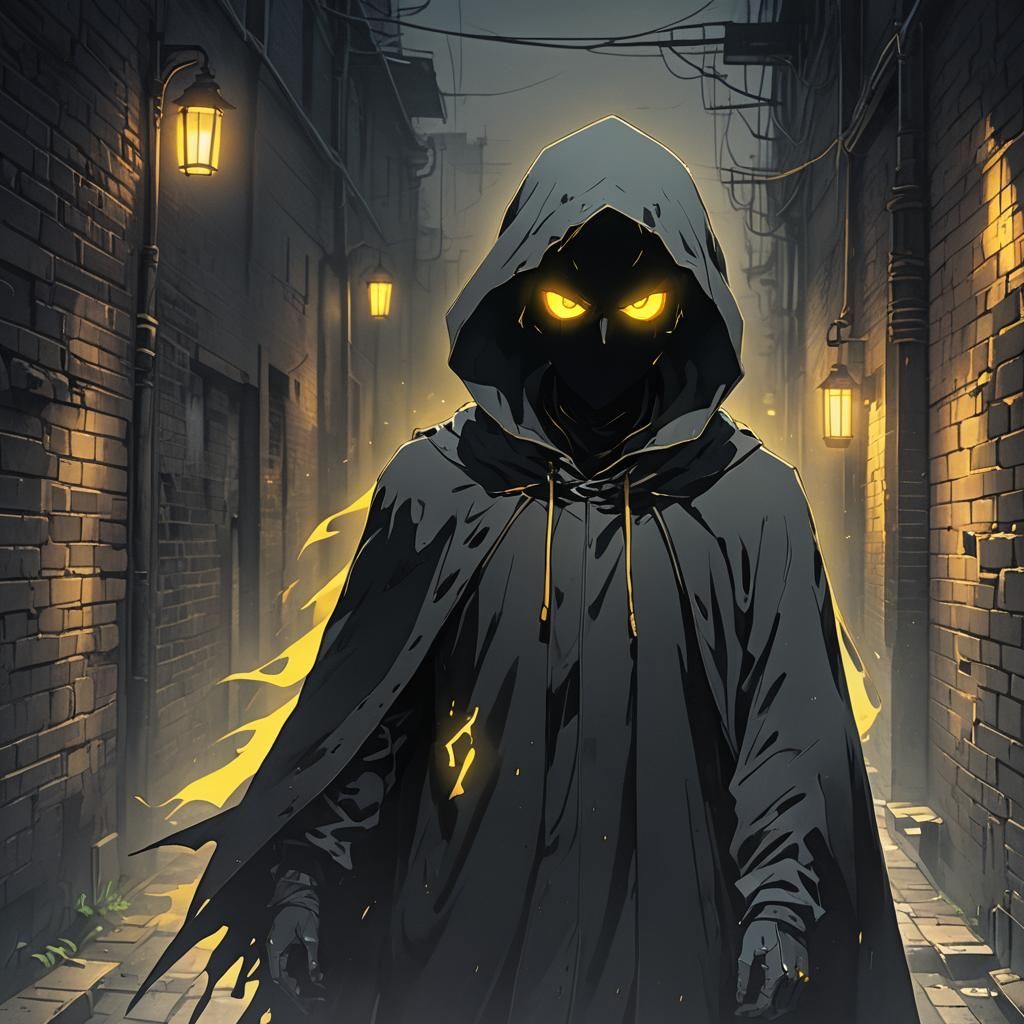 Anime Shadow Ghost with Glowing Eyes