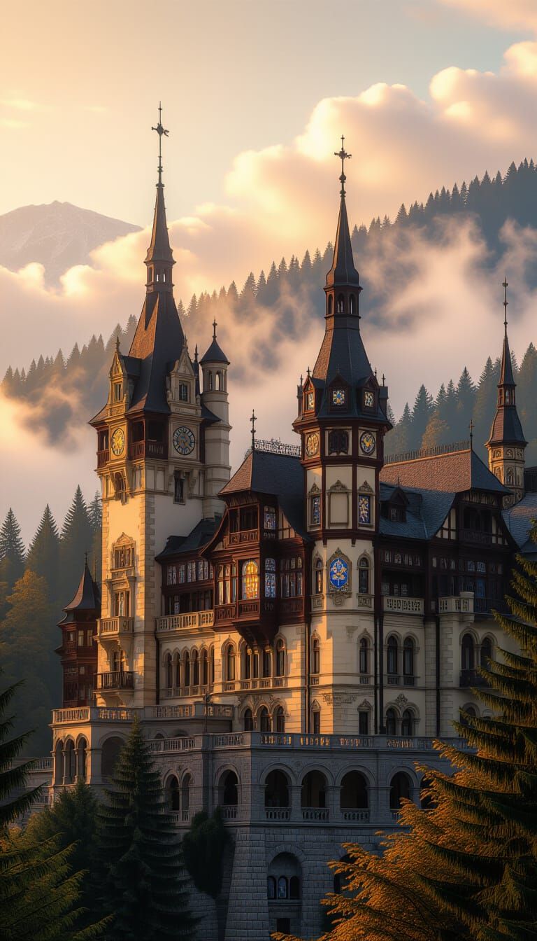 Peles Castle: Neo-Renaissance Palace in Hyperrealistic Style