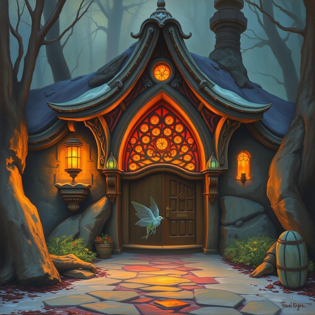 Mystical Faerie Entrance in Dreamlike Romantic Style