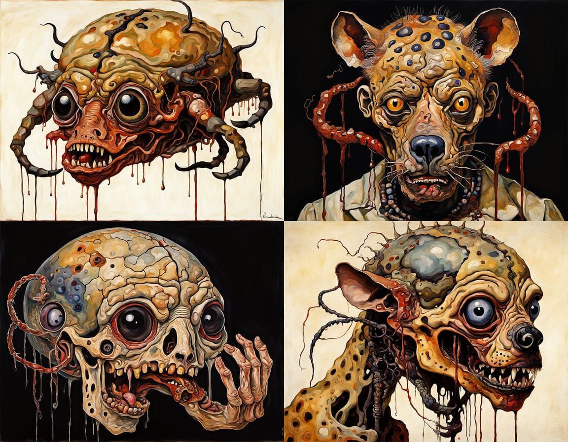 Surreal Mythical Creature Inspired by Egon Schiele