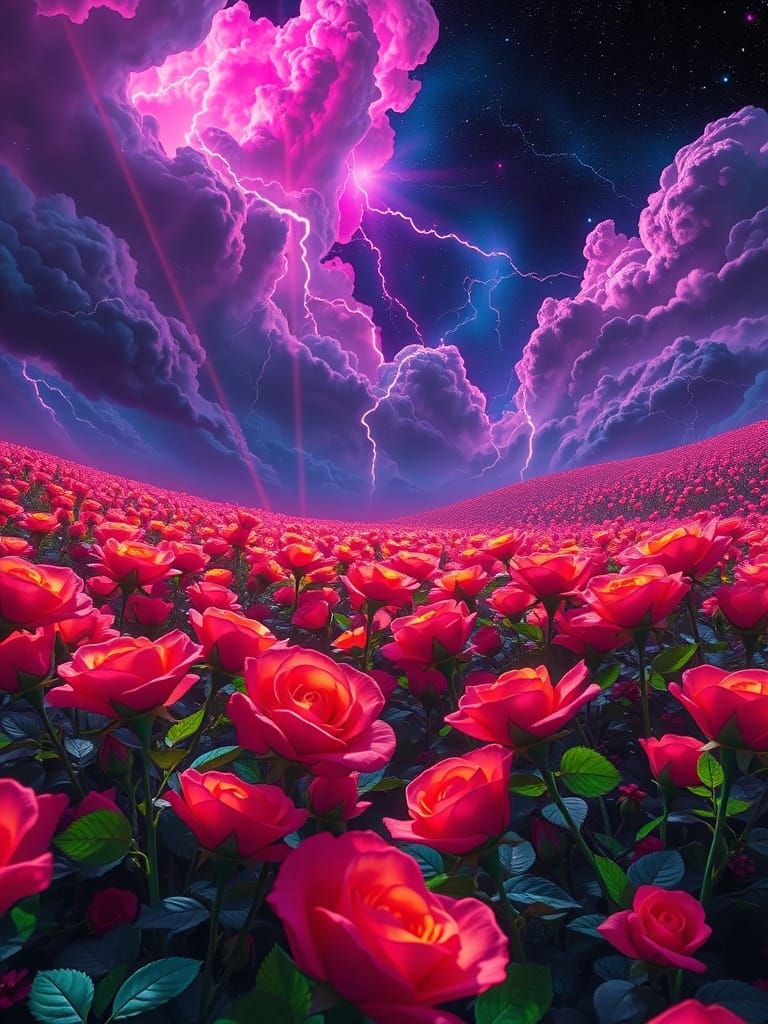 Celestial Roses in Vibrant Comic Book Style