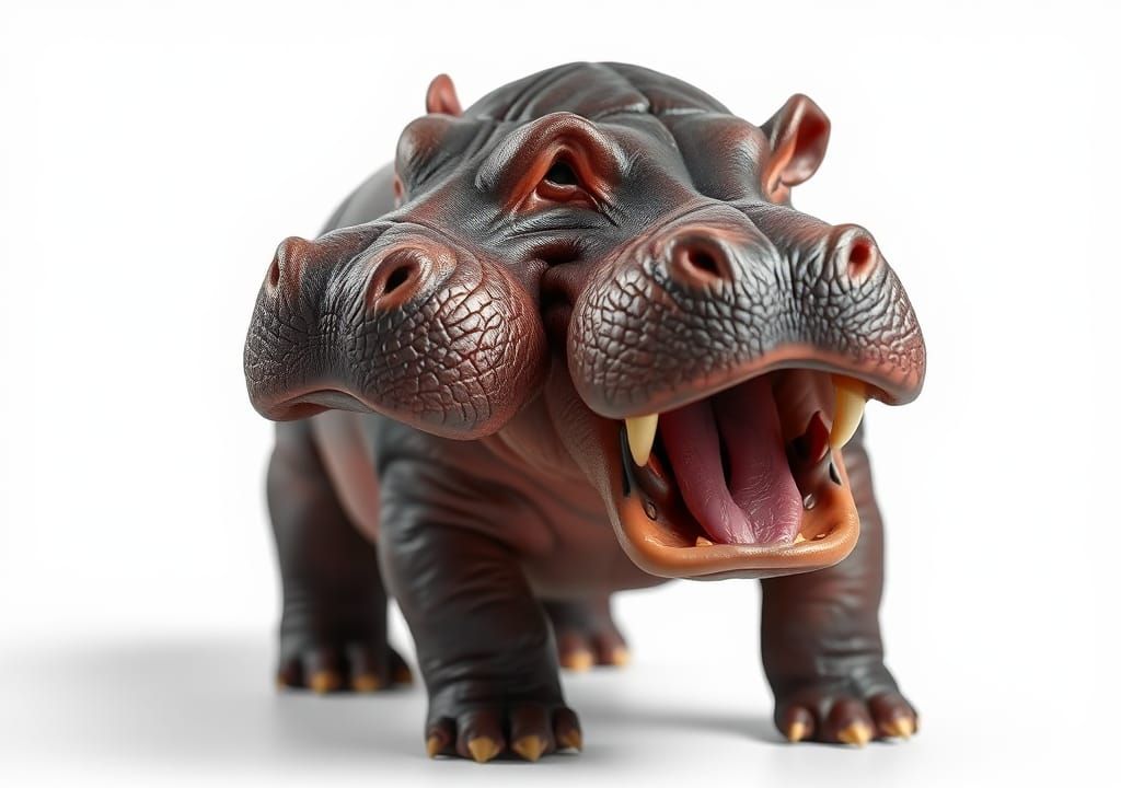 Baby Pygmy Hippopotamus Portrait in Detailed Concept Art