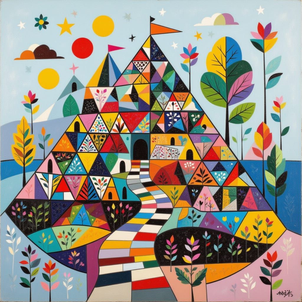 Abstract Geometric Garden with Chemical Burn Effect