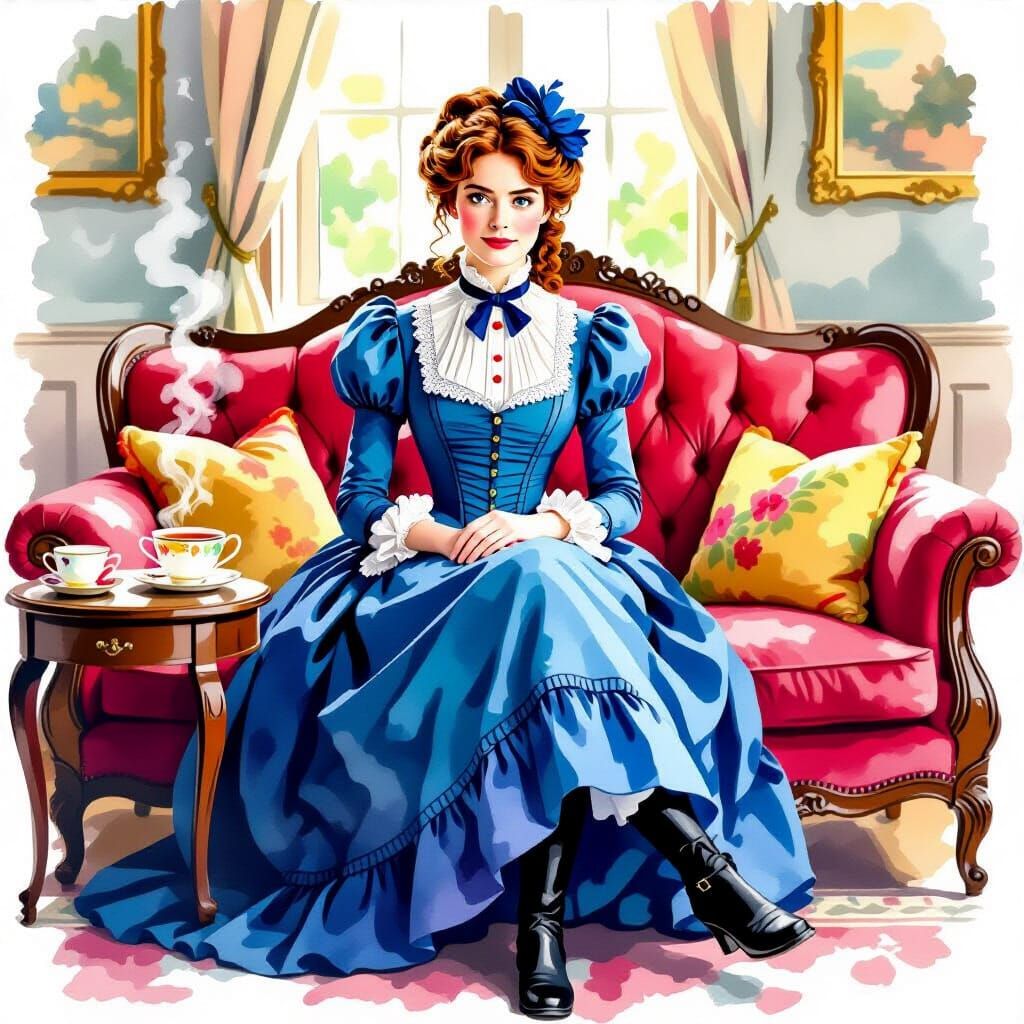 Enola Holmes in Realistic Watercolor Style