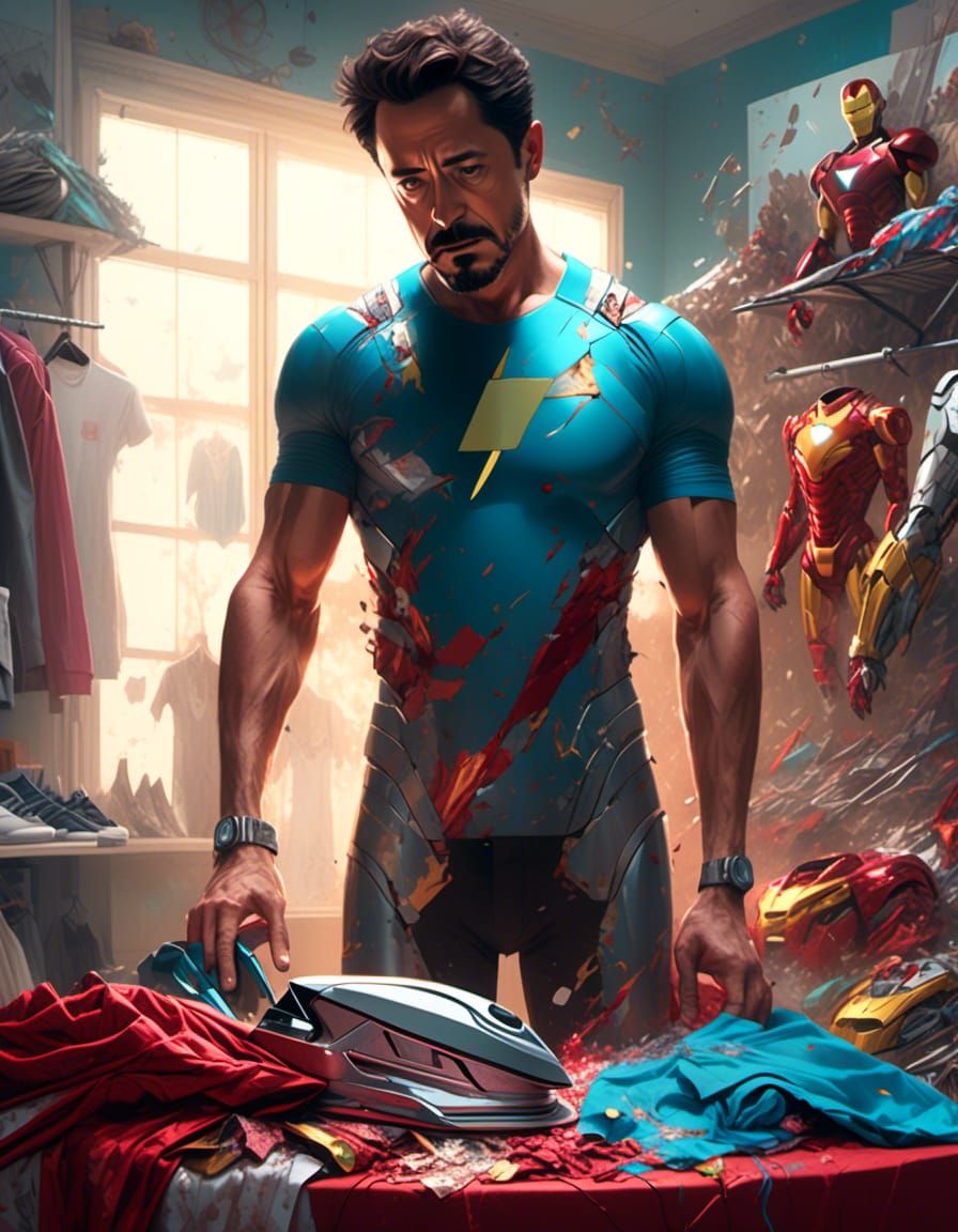 Tony Stark Irons His Suit in Hyperrealistic Comic Art