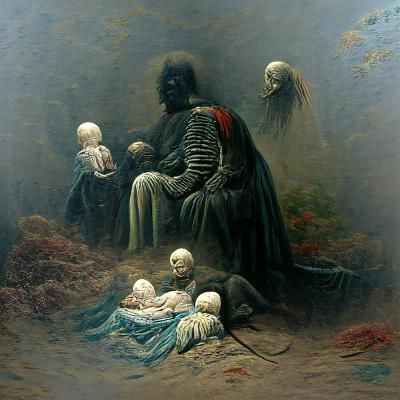 Gothic Horror Family Portrait in Doré Style