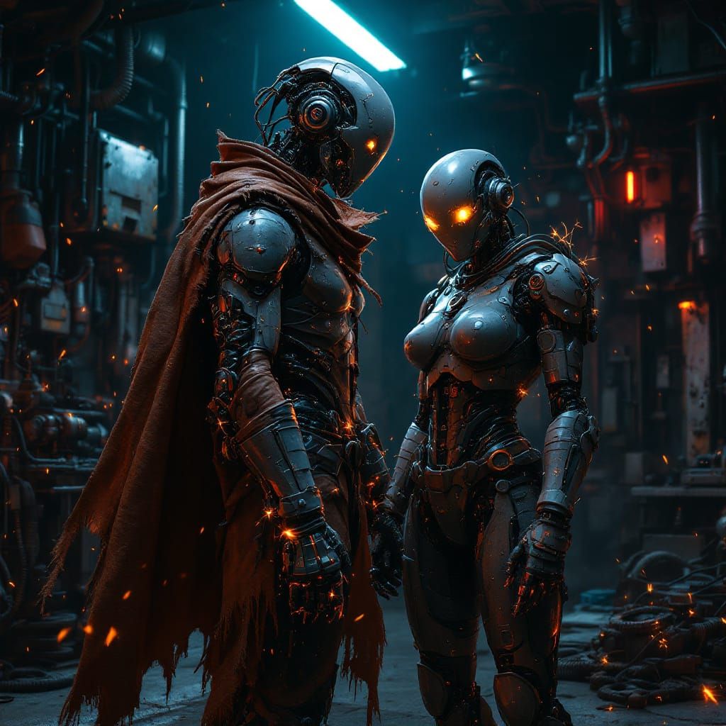 Cyborg Repair in Dystopian Underground Garage