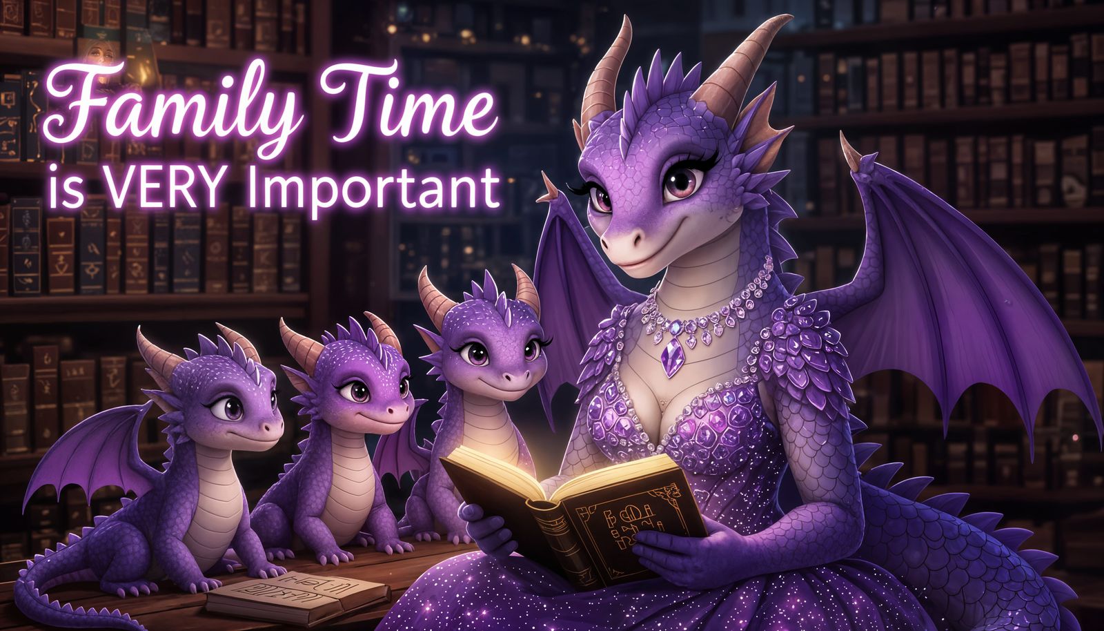 Hyper Realistic Purple Dragon with Diamond Necklace