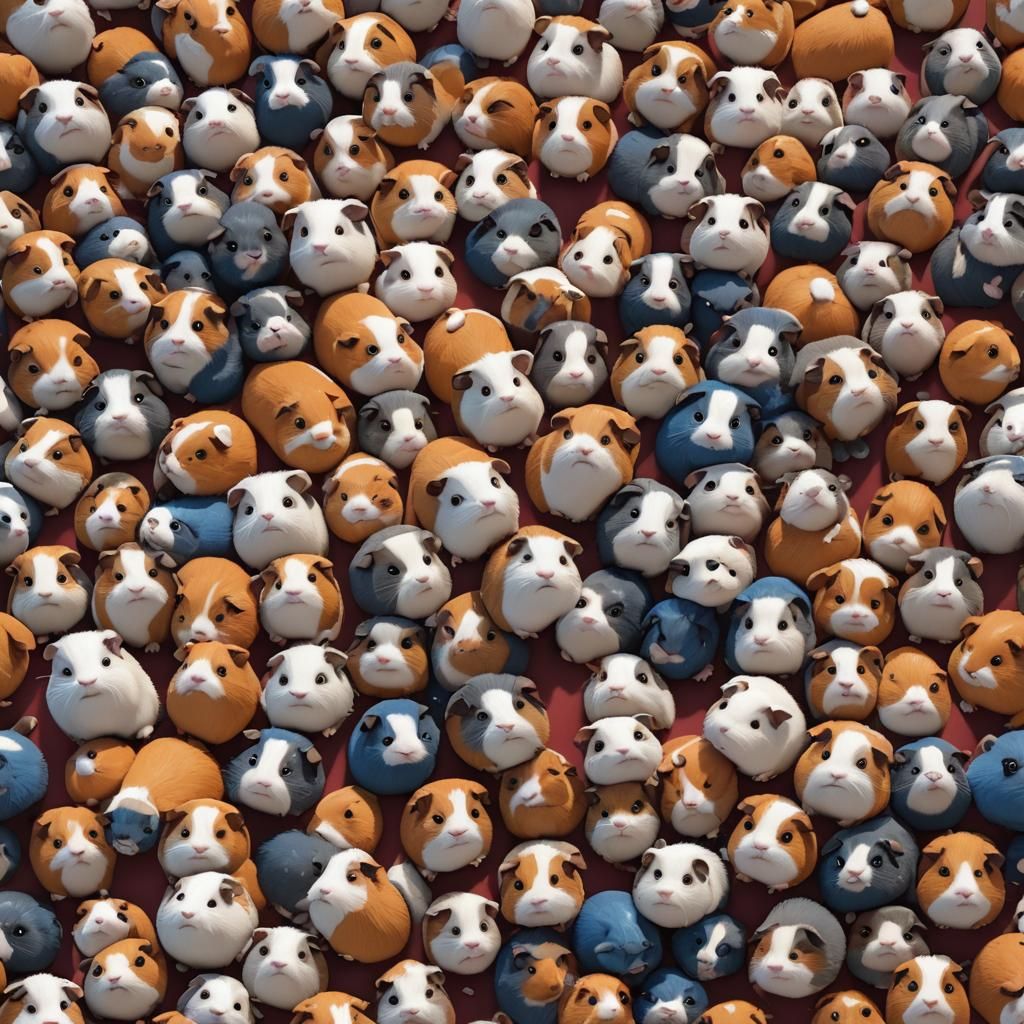 Charming Guinea Pigs in 3D Digital Art Style