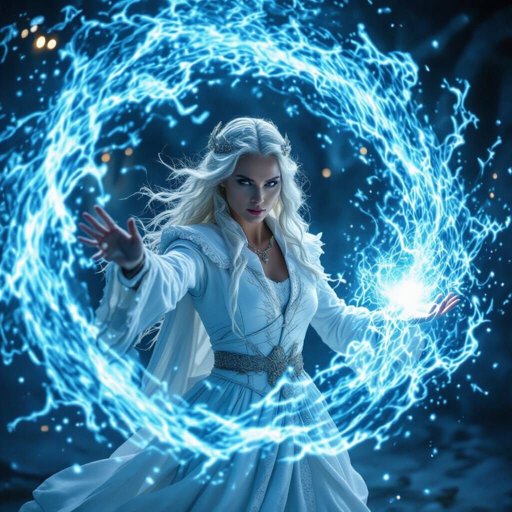 Regal White Witch Commands Water Magic