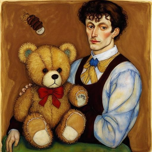 Teddy Bear and Honey in Expressionist Style