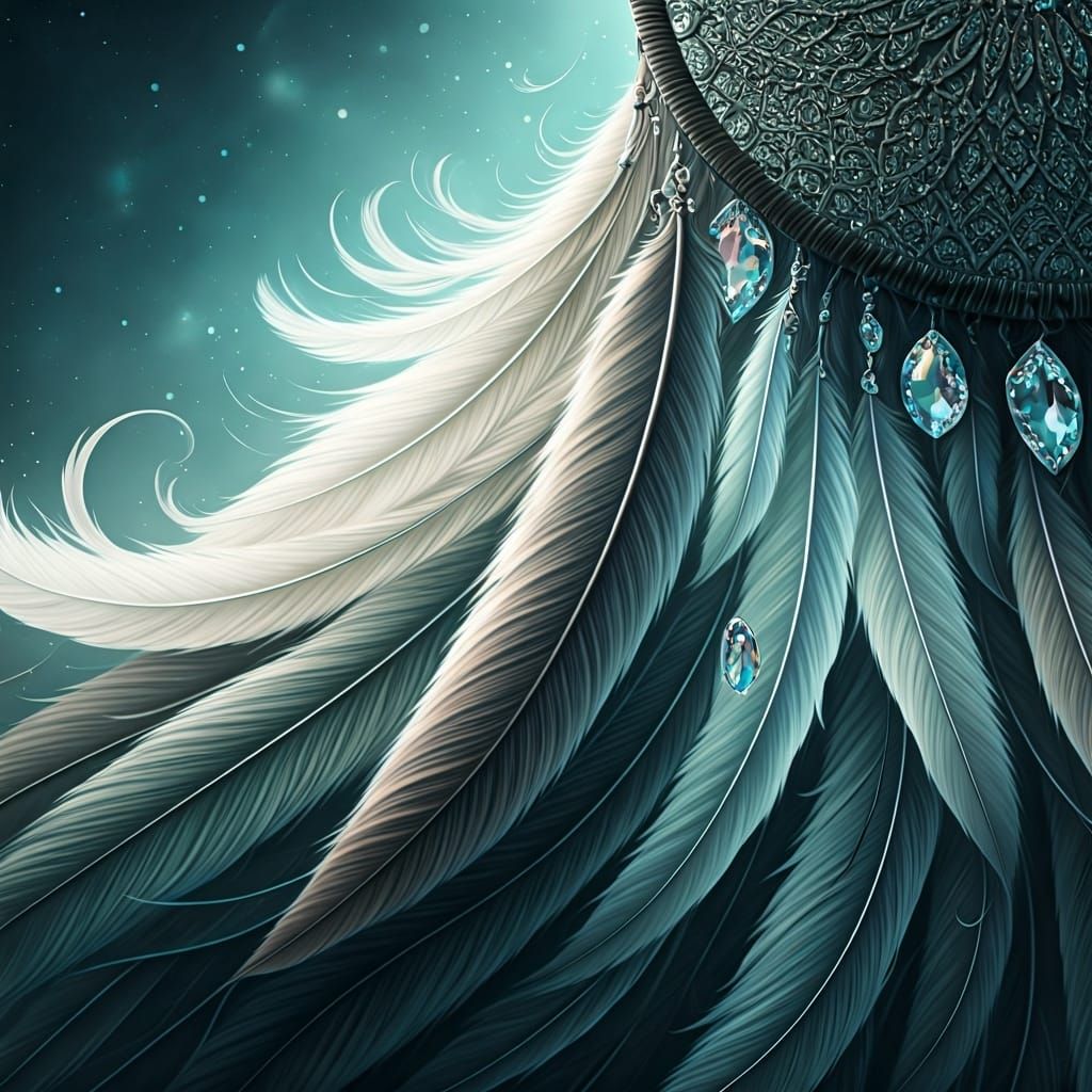 Detailed Dream Catcher with Teal Sky