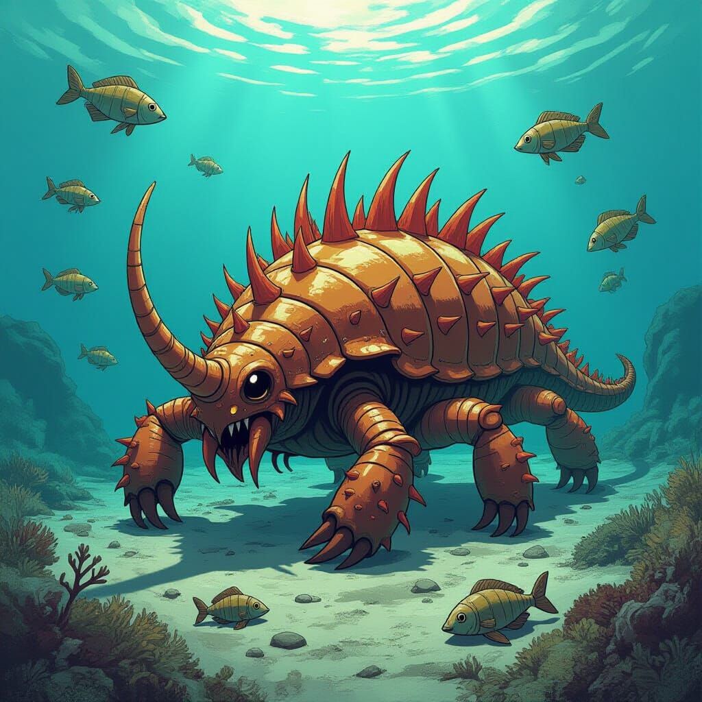 Hallucigenia Walks the Precambrian Sea: Comic Book Style