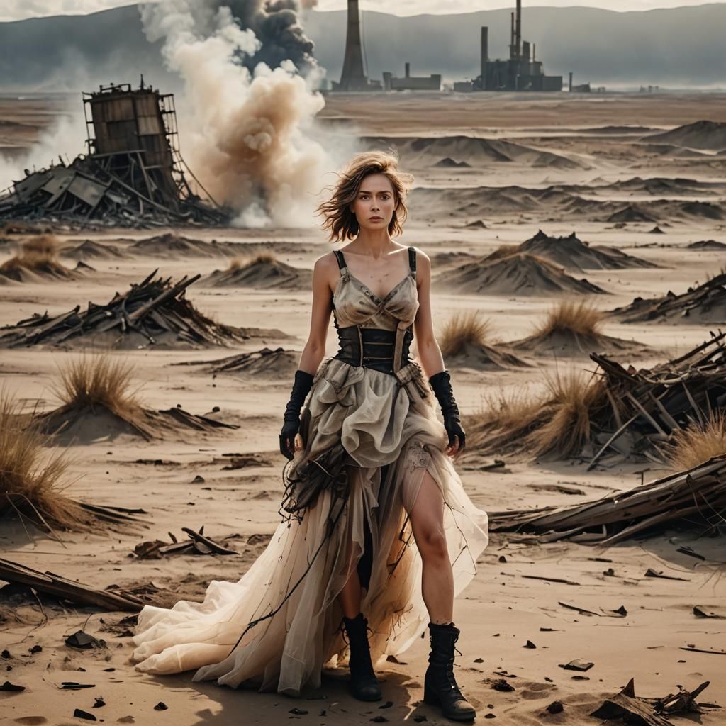 Ethereal Post-Apocalyptic Woman in Nuclear Wasteland