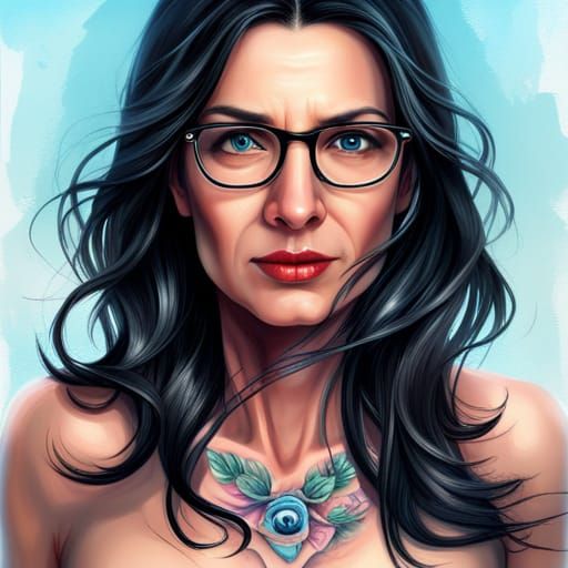 Hyperrealistic Portrait: Beautiful Woman with Black Hair