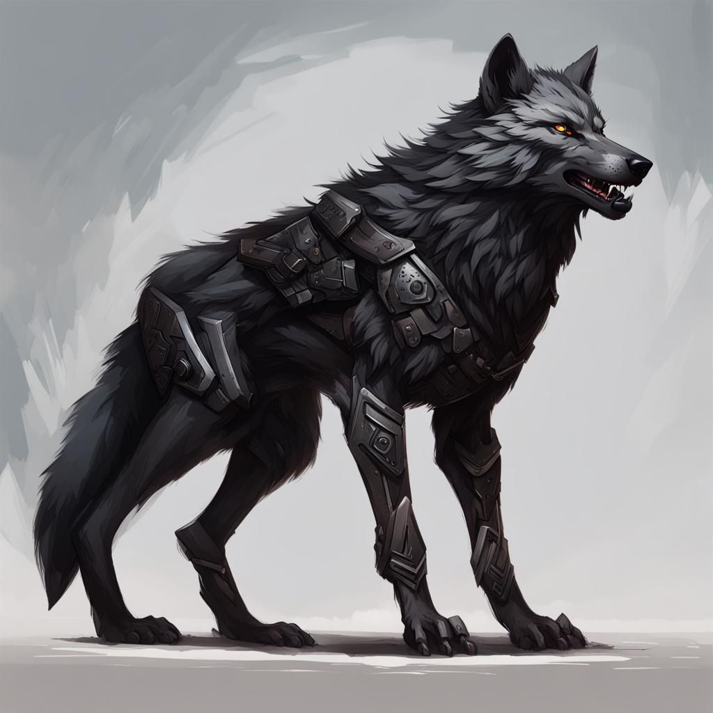 Hyperrealistic Black Wolf Warrior: Konvikt