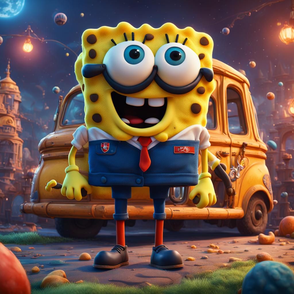 Bob Esponja Wears PSG Jersey: Digital Art