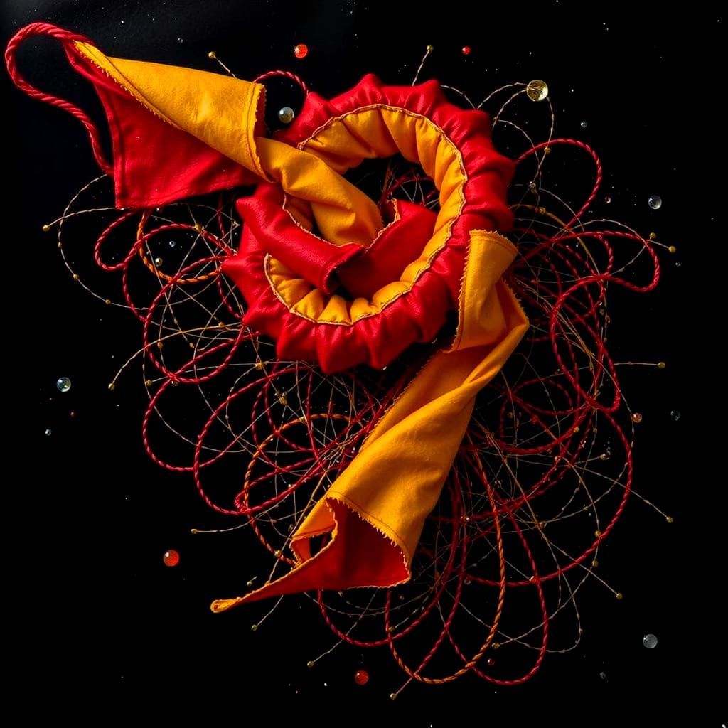 Abstract Swirling Red Forms Twisting and Curling