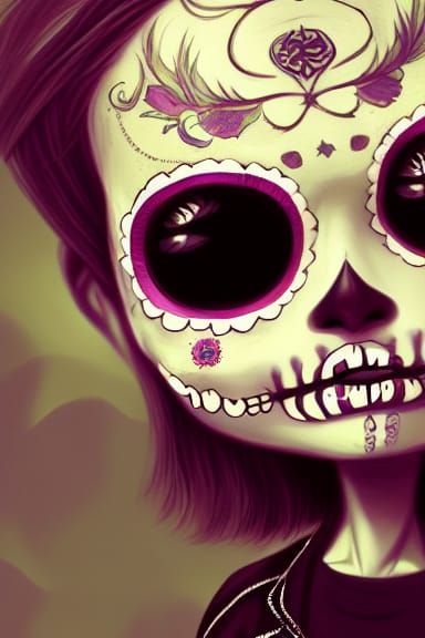 Chibi Billy Idol Sugar Skull in Golden Hour