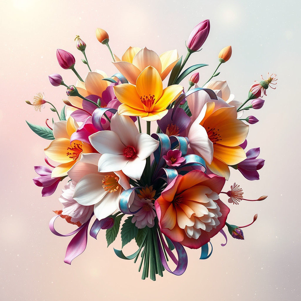 Surreal Abstract Flowers in Pastel, Digital Art