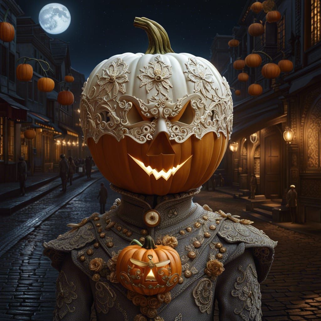 Rococo Pumpkin Scarecrow Portrait on Cosmic Street