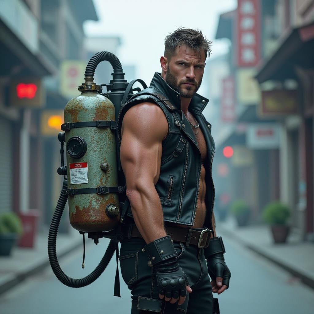 Infernal Acid Streamer with Tank Backpack, Cinematic Style