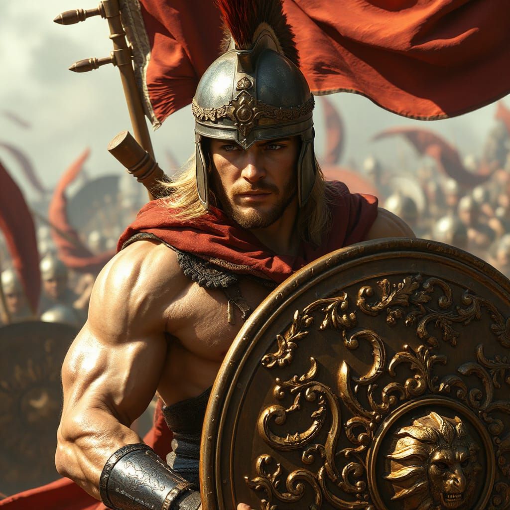Achilles in Battle: Hyperdetailed Fantasy Art