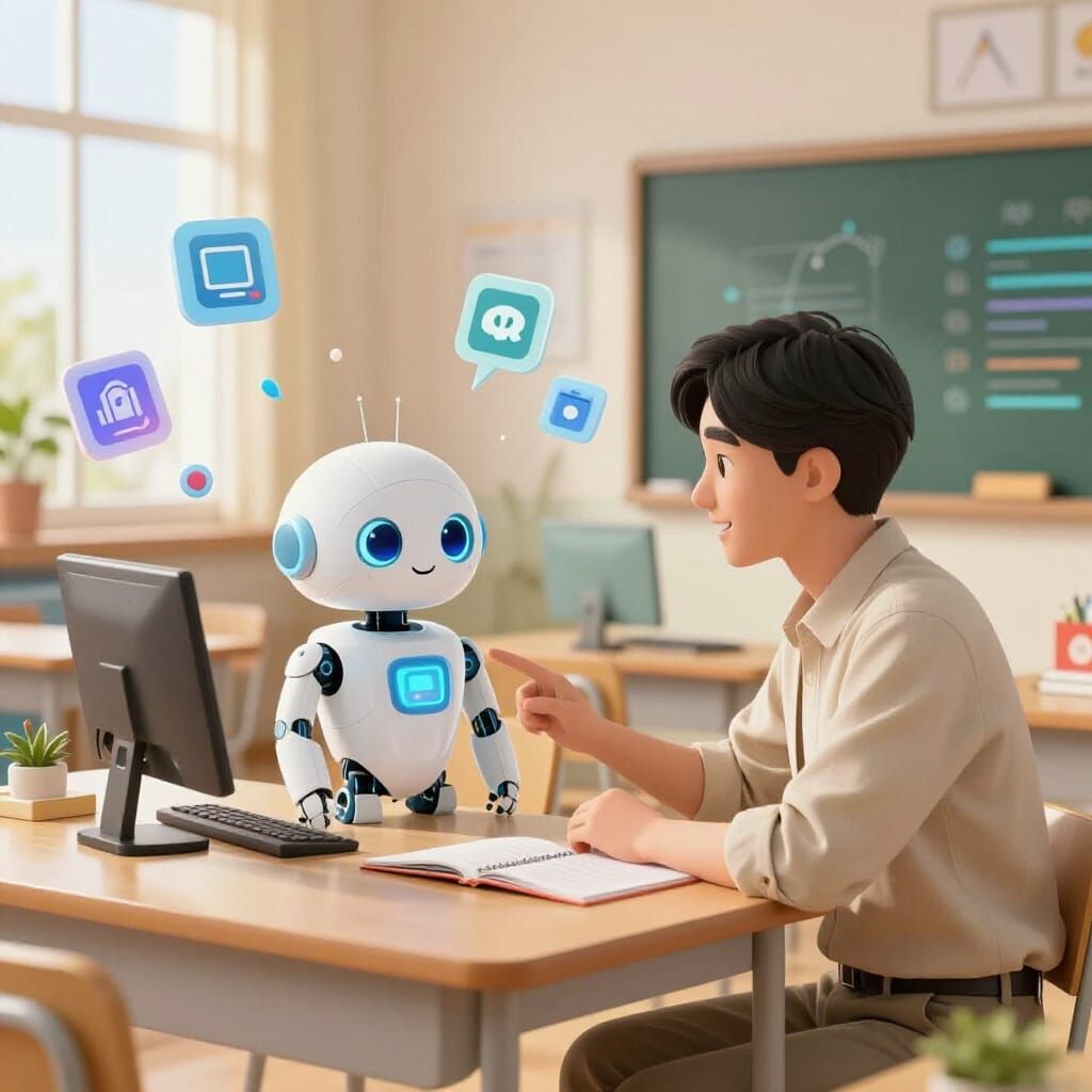 Robot and Teacher in Vibrant Online Classroom