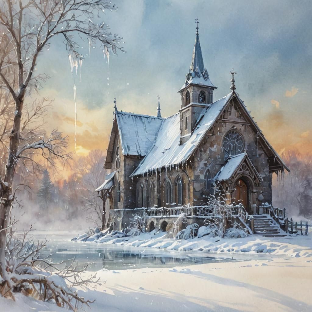 Winter Landscape with Old Chapel