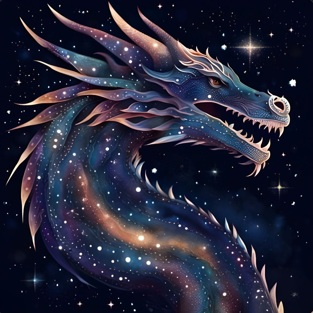 Celestial Dragon Made of Constellations