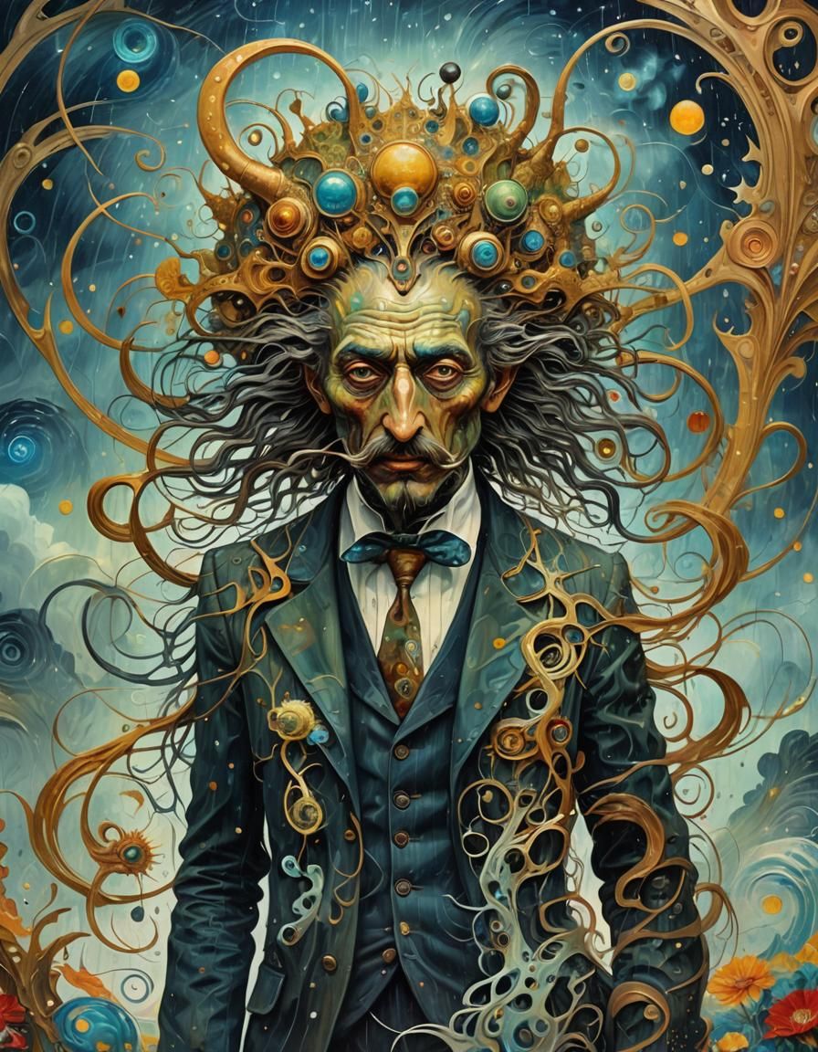 Dreamlike Creature Portrait in Art Nouveau Style