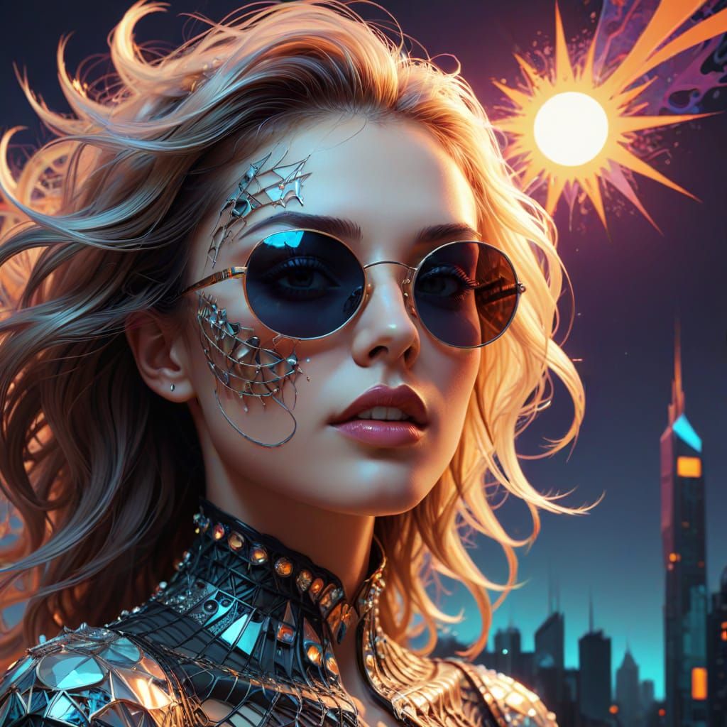 Ethereal Vampire Portrait in Dreamcore Cyberpunk Style