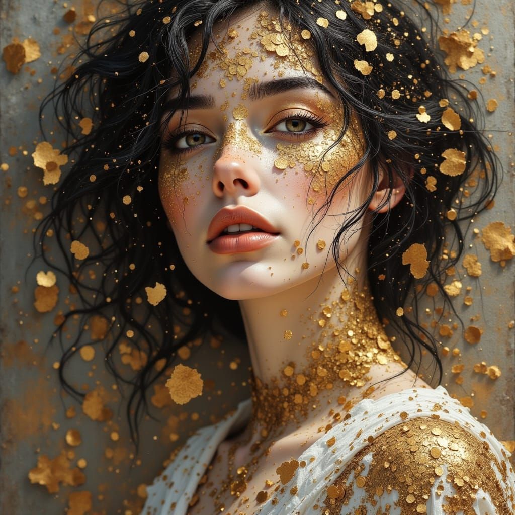 Abstract Portrait with Gold Accents
