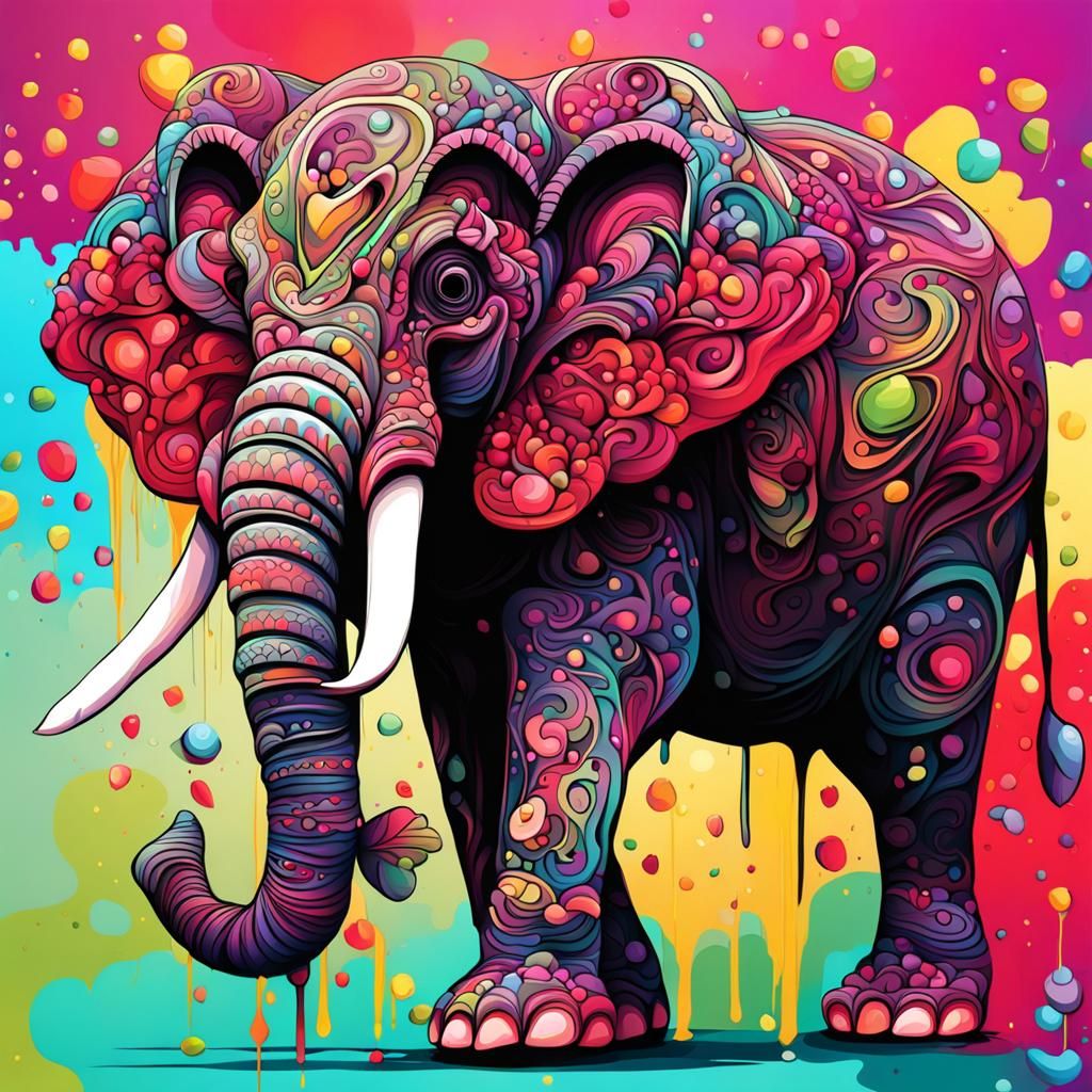 Strawberry Elephant: Abstract Vector Fractal Art