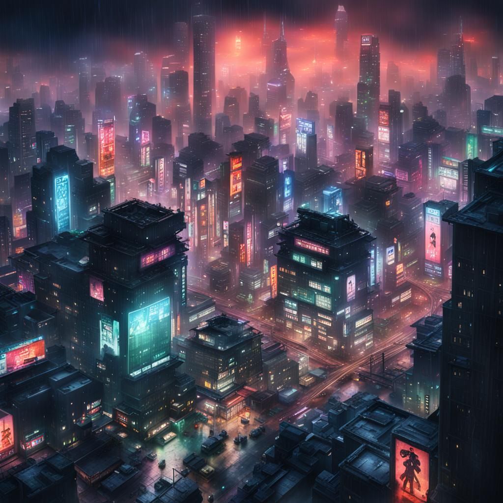 Cyberpunk Tokyo in Watercolor
