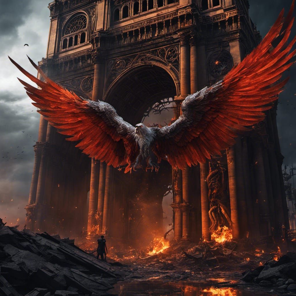 Apocalyptic Angel of Death Over Cityscape