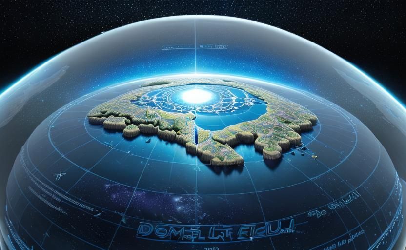 Futuristic Domed Flat Earth Map in 4D