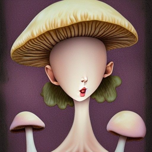 Surreal Mushroom Woman Portrait