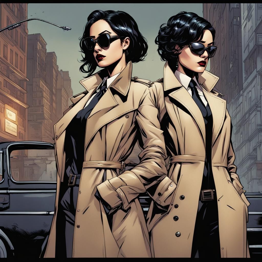 Brunette Lesbian Detective in Comic Book Style
