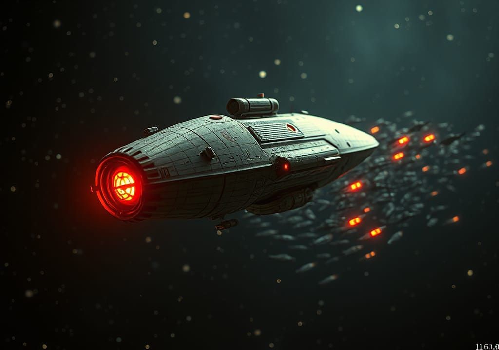 Sci-Fi Space Battle with Alien Spaceship