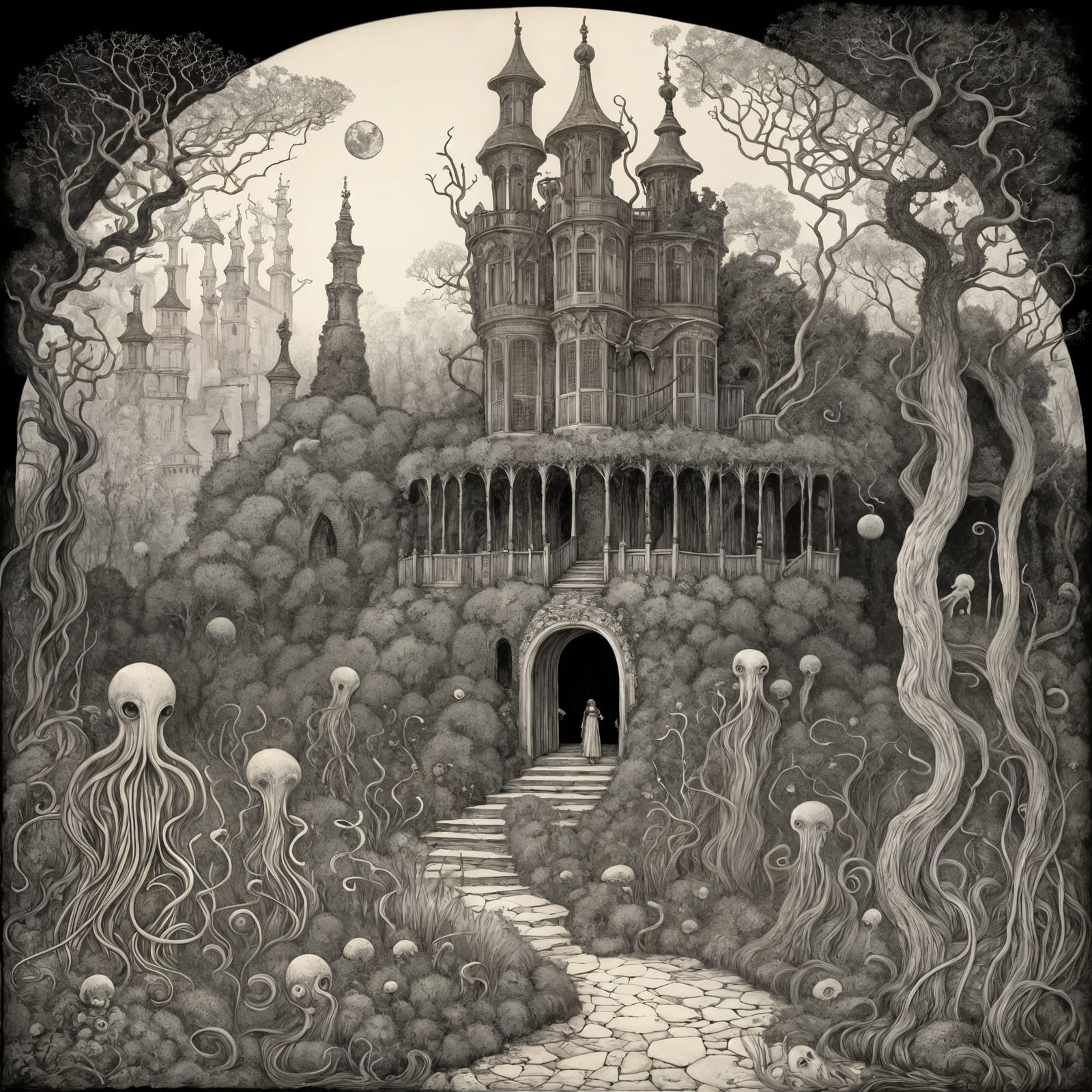 Surreal Nightmare Garden of Tentacle Plants