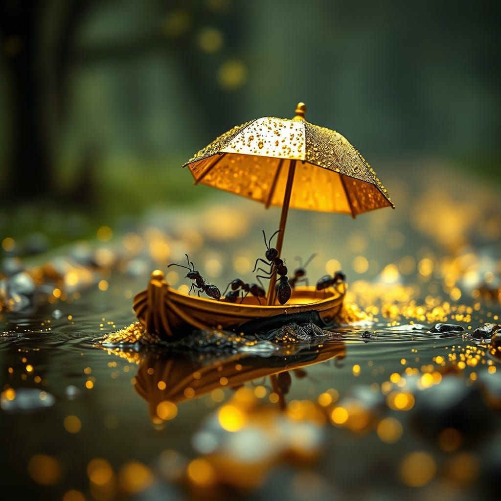 Ants crossing a flooded street